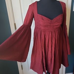 Free People 4 Burgundy Bell Sleeved mini dress